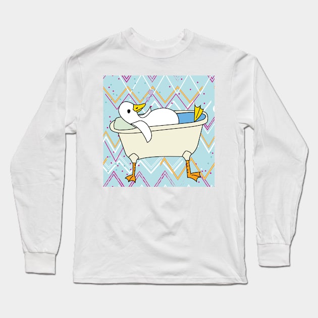 Duck Relaxing in the Tub Long Sleeve T-Shirt by MegMarchiando